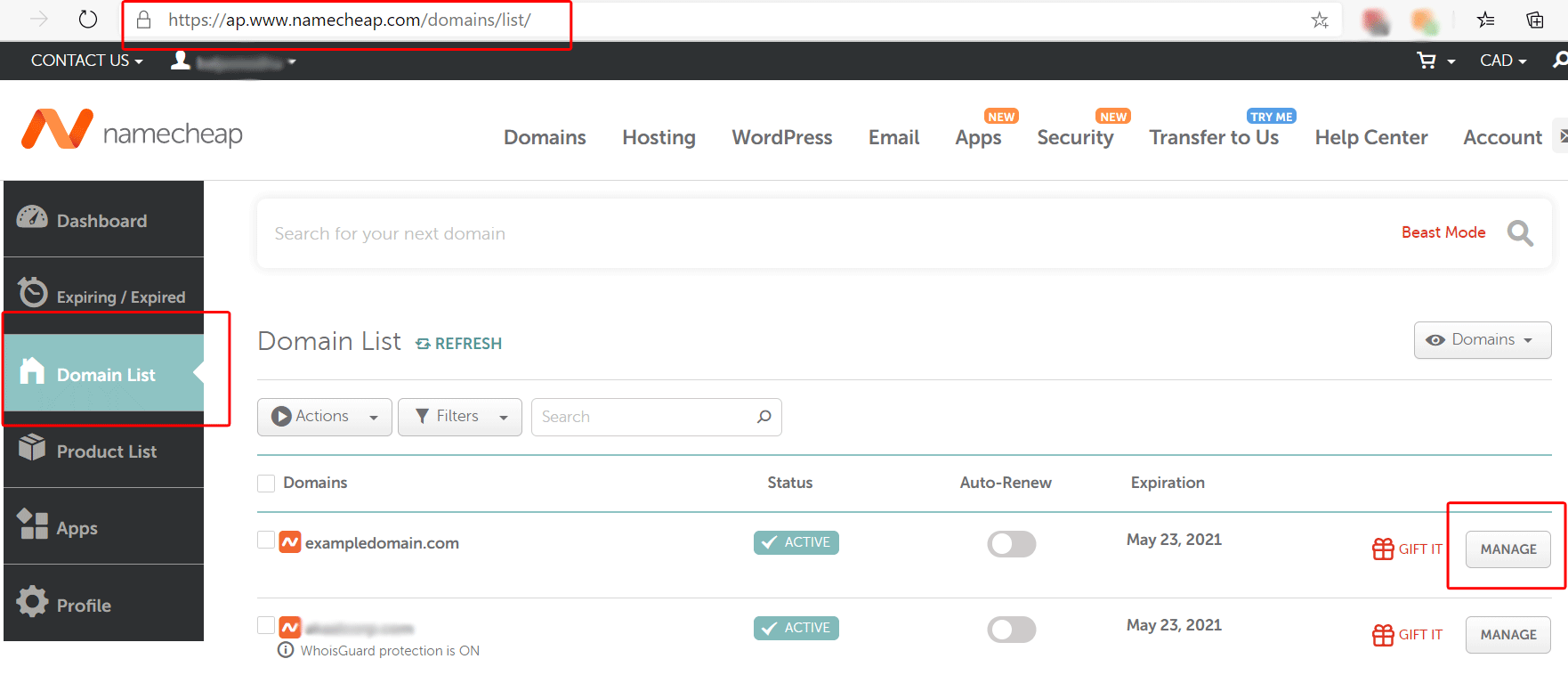 Custom nameservers setup with ZesleCP. Namecheap example step 1