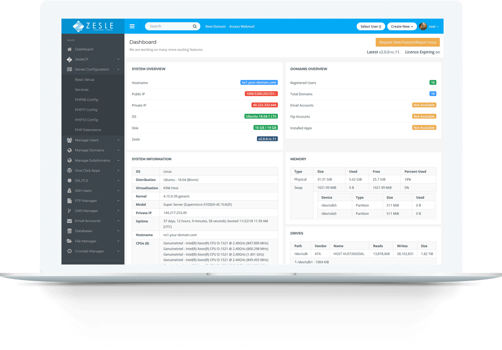 ZesleCP | Free Linux Hosting Control Panel | CentOS & Ubuntu